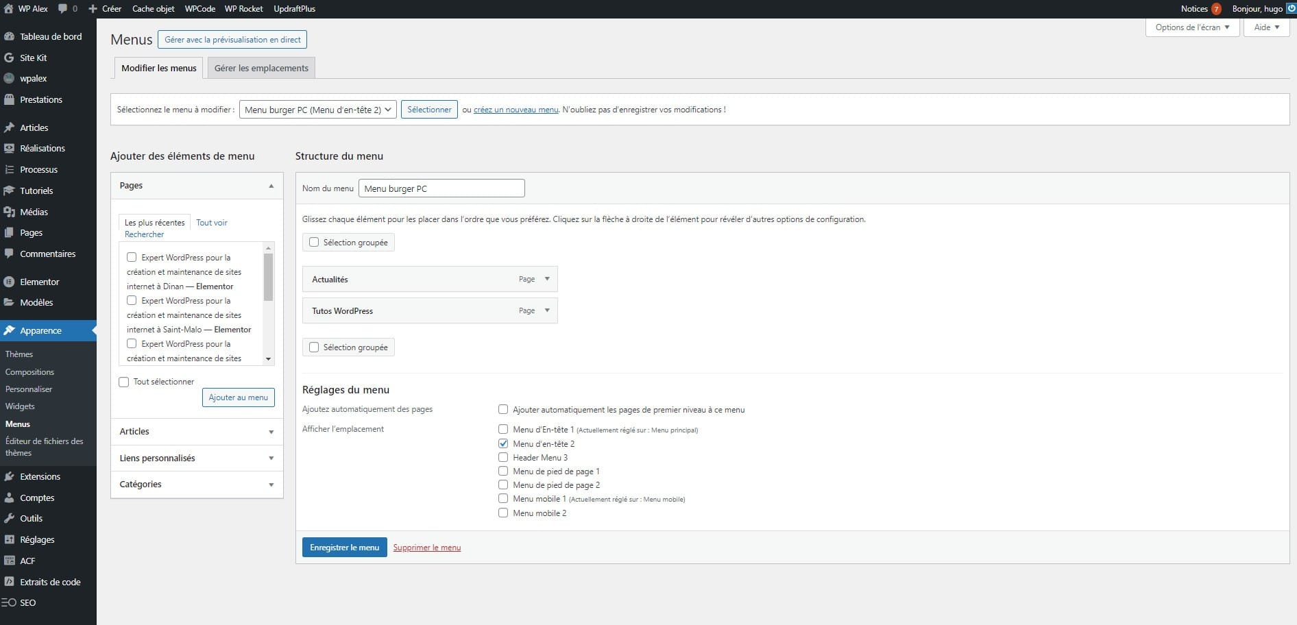 Tableau de bord WordPress WPStarter